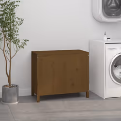 vidaXL Solid Wood Pine Laundry Box Multi Colours 44x44x76 cm/88.5x44x76 cm - honey brown - Additional view 2