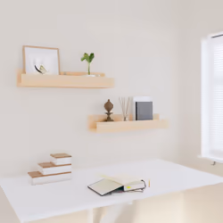 vidaXL 2x Solid Wood Pine Wall Shelves Home Picture Ledge Multi Colours/Sizes - natural, 50 x 12 x 9 cm - Additional view 5