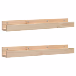 vidaXL 2x Solid Wood Pine Wall Shelves Home Picture Ledge Multi Colours/Sizes - natural, 80 x 12 x 9 cm