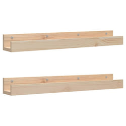 vidaXL 2x Solid Wood Pine Wall Shelves Home Picture Ledge Multi Colours/Sizes - natural, 80 x 12 x 9 cm