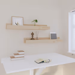 vidaXL 2x Solid Wood Pine Wall Shelves Home Picture Ledge Multi Colours/Sizes - natural, 80 x 12 x 9 cm - Additional view 5