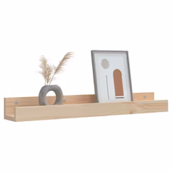 vidaXL 2x Solid Wood Pine Wall Shelves Home Picture Ledge Multi Colours/Sizes - natural, 80 x 12 x 9 cm - Additional view 6