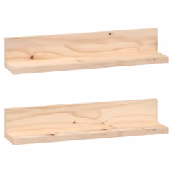 vidaXL 2x Solid Wood Pine Wall Shelves Home Picture Ledge Multi Colours/Sizes - natural, 50 x 11 x 9 cm