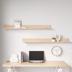 vidaXL 2x Solid Wood Pine Wall Shelves Home Picture Ledge Multi Colours/Sizes - natural, 110 x 11 x 9 cm - Additional view 4