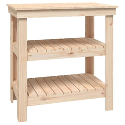 vidaXL Work Bench Wooden Garage Working Table Storage Shelf Solid Wood Pine - natural, 78.5 x 50 x 80 cm