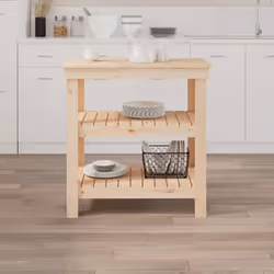 vidaXL Work Bench Wooden Garage Working Table Storage Shelf Solid Wood Pine - natural, 78.5 x 50 x 80 cm