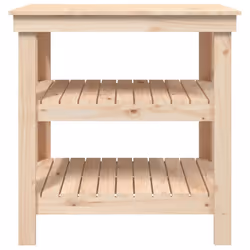 vidaXL Work Bench Wooden Garage Working Table Storage Shelf Solid Wood Pine - natural, 78.5 x 50 x 80 cm - Additional view 4