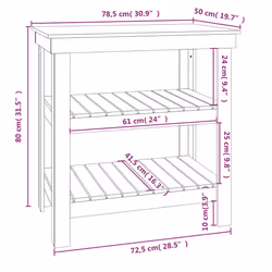 vidaXL Work Bench Wooden Garage Working Table Storage Shelf Solid Wood Pine - natural, 78.5 x 50 x 80 cm - Additional view 7