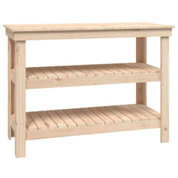 vidaXL Work Bench Wooden Garage Working Table Storage Shelf Solid Wood Pine - natural, 110.5 x 50 x 80 cm