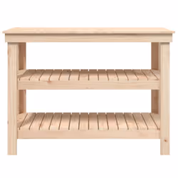 vidaXL Work Bench Wooden Garage Working Table Storage Shelf Solid Wood Pine - natural, 110.5 x 50 x 80 cm - Additional view 4