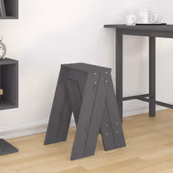 vidaXL 2x Solid Wood Pine Stools Bar Chair Counter Stool Multi Colours/Sizes - grey, 40 x 40 x 60 cm - Additional view 2