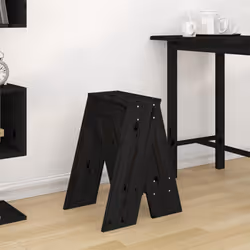 vidaXL 2x Solid Wood Pine Stools Bar Chair Counter Stool Multi Colours/Sizes - black, 40 x 40 x 60 cm - Additional view 2