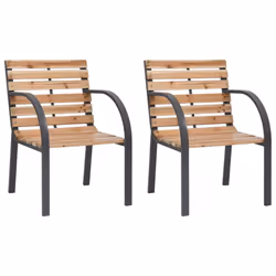 vidaXL 2x Solid Wood Fir Garden Chairs Outdoor Seating Chair Balcony Armchair