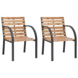 vidaXL 2x Solid Wood Fir Garden Chairs Outdoor Seating Chair Balcony Armchair