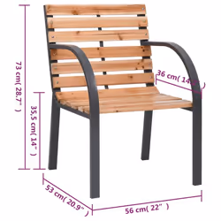 vidaXL 2x Solid Wood Fir Garden Chairs Outdoor Seating Chair Balcony Armchair