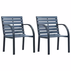 vidaXL Garden Chairs Seat 2 pcs Grey Solid Wood Fir and Powder-coated Steel