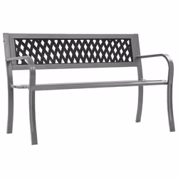 vidaXL Garden Bench Black 120 cm Steel Park Porch Patio Outdoor Bench Seat