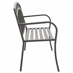 vidaXL Garden Bench Outdoor Bench Seat Patio Park Balcony Bench Chair Steel - grey