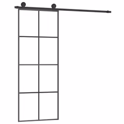 vidaXL Sliding Door with Hardware Set Multi Sizes 3 Horizontal Bars/4x2 Grids - 4x2 grids, 76 x 205 cm