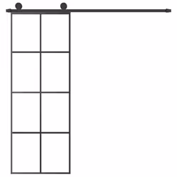 vidaXL Sliding Door with Hardware Set Multi Sizes 3 Horizontal Bars/4x2 Grids - 4x2 grids, 76 x 205 cm