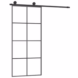 vidaXL Sliding Door with Hardware Set Multi Sizes 3 Horizontal Bars/4x2 Grids - 4x2 grids, 90 x 205 cm