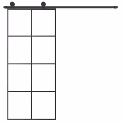 vidaXL Sliding Door with Hardware Set Multi Sizes 3 Horizontal Bars/4x2 Grids - 4x2 grids, 90 x 205 cm