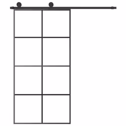 vidaXL Sliding Door with Hardware Set Multi Sizes 3 Horizontal Bars/4x2 Grids - 4x2 grids, 102.5 x 205 cm
