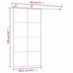 vidaXL Sliding Door with Hardware Set Multi Sizes 3 Horizontal Bars/4x2 Grids - 4x2 grids, 102.5 x 205 cm - Additional view 9