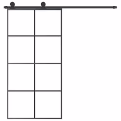 vidaXL Sliding Door with Hardware Set 102.5x205 cm ESG Glass and Aluminium - Additional view 2