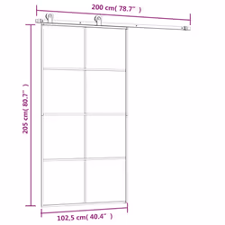 vidaXL Sliding Door with Hardware Set 102.5x205 cm ESG Glass and Aluminium - Additional view 3