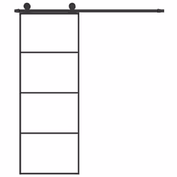 vidaXL Sliding Door with Hardware Set Multi Sizes 3 Horizontal Bars/4x2 Grids - 3 horizontal bars, 76 x 205 cm
