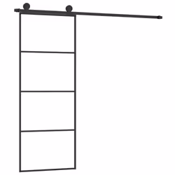 vidaXL Sliding Door with Hardware Set Multi Sizes 3 Horizontal Bars/4x2 Grids - 3 horizontal bars, 76 x 205 cm