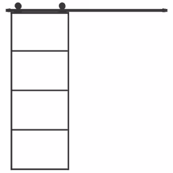 vidaXL Sliding Door with Hardware Set Multi Sizes 3 Horizontal Bars/4x2 Grids - 3 horizontal bars, 76 x 205 cm