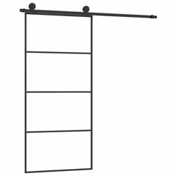 vidaXL Sliding Door with Hardware Set Multi Sizes 3 Horizontal Bars/4x2 Grids - 3 horizontal bars, 90 x 205 cm