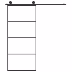 vidaXL Sliding Door with Hardware Set Multi Sizes 3 Horizontal Bars/4x2 Grids - 3 horizontal bars, 90 x 205 cm