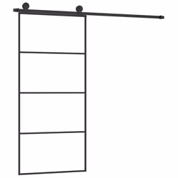 vidaXL Sliding Door with Hardware Set Multi Sizes 3 Horizontal Bars/4x2 Grids - 3 horizontal bars, 90 x 205 cm