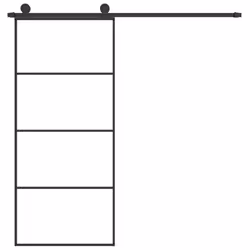 vidaXL Sliding Door with Hardware Set Multi Sizes 3 Horizontal Bars/4x2 Grids - 3 horizontal bars, 90 x 205 cm