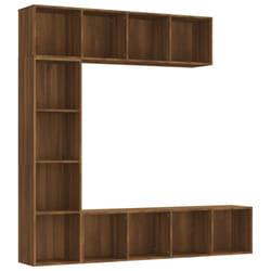 vidaXL Book/TV Cabinet Set 3 Piece Book Stand Rack Wall Shelf Multi Colours - brown oak
