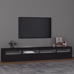 vidaXL TV Cabinet with LED Lights Media Unit TV Stand Multi Colours/Sizes - black, 240 x 35 x 40 cm