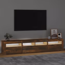 vidaXL TV Cabinet with LED Lights Media Unit TV Stand Multi Colours/Sizes - smoked oak, 210 x 35 x 40 cm - Additional view 3