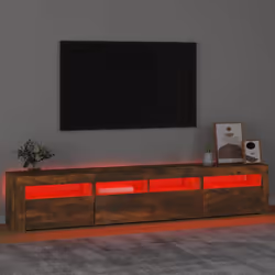 vidaXL TV Cabinet with LED Lights Media Unit TV Stand Multi Colours/Sizes - smoked oak, 210 x 35 x 40 cm - Additional view 5