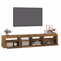 vidaXL TV Cabinet with LED Lights Media Unit TV Stand Multi Colours/Sizes - smoked oak, 210 x 35 x 40 cm - Additional view 6