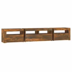 vidaXL TV Cabinet with LED Lights Media Unit TV Stand Multi Colours/Sizes - smoked oak, 210 x 35 x 40 cm - Additional view 8