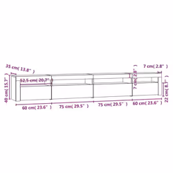 vidaXL TV cabinets with LED Lights Multi Colours 240x35x40 cm/270x35x40 cm - sonoma oak, 270 x 35 x 40 cm - Additional view 4
