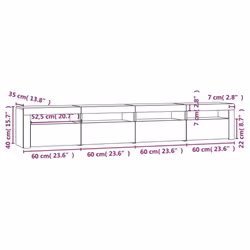 vidaXL TV cabinets with LED Lights Multi Colours 240x35x40 cm/270x35x40 cm - sonoma oak, 240 x 35 x 40 cm - Additional view 4