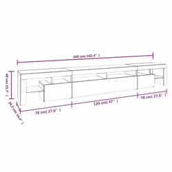 vidaXL TV Cabinet with LED Lights Media Unit TV Stand TV Unit Hifi Cabinet - concrete grey, 260 x 36.5 x 40 cm - Additional view 4