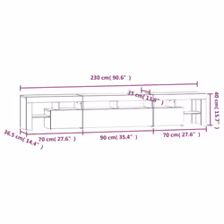vidaXL TV Cabinet with LED Lights Media Unit TV Stand TV Unit Hifi Cabinet - sonoma oak, 230 x 36.5 x 40 cm - Additional view 4