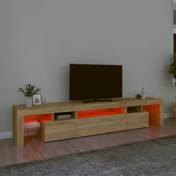 vidaXL TV Cabinet with LED Lights Media Unit TV Stand TV Unit Hifi Cabinet - sonoma oak, 215 x 36.5 x 40 cm - Additional view 4