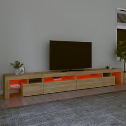 vidaXL TV Cabinet with LED Lights Media Unit TV Stand TV Unit Hifi Cabinet - sonoma oak, 290 x 36.5 x 40 cm - Additional view 4