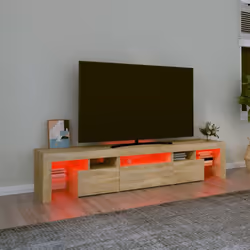 vidaXL TV Cabinet with LED Lights Media Unit TV Stand TV Unit Hifi Cabinet - sonoma oak, 200 x 36.5 x 40 cm - Additional view 5